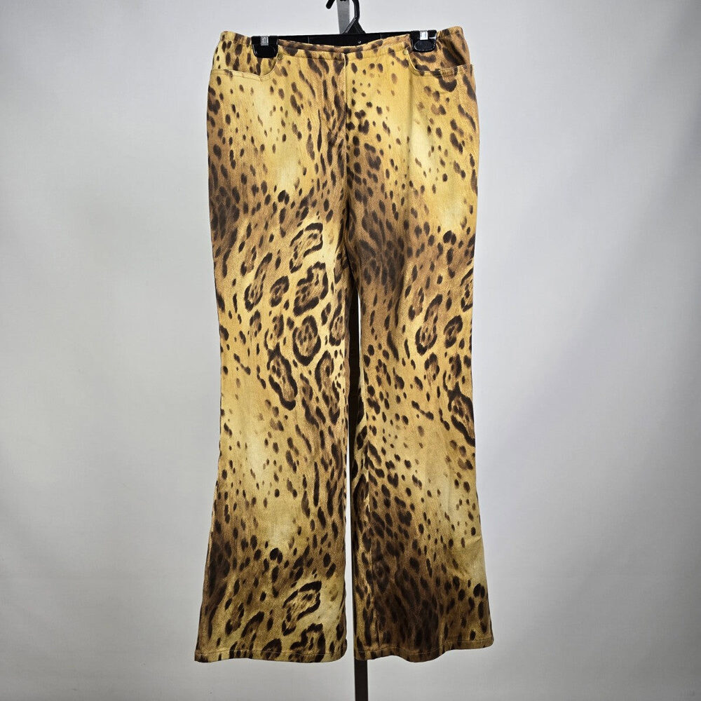 Simon Chang Animal Print Cotton Wide Leg Pants Size 12